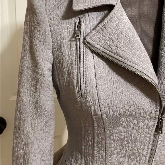 BCBG Peplum Jacquard Jacket Grey XS - Picture 3 of 5